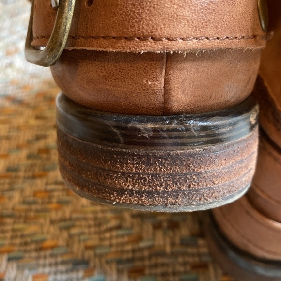 Luck Brand Norton Slouchy Leather Moto Buckle Boots Booties Tan 9.5 - Picture 6 of 11